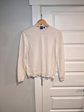 HUGO BOSS Virgin Wool Crewneck Sweater in White Size Large/Medium